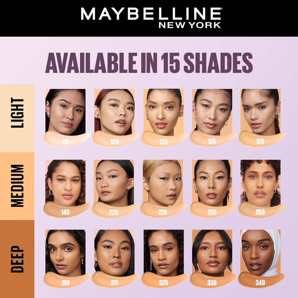 Maybelline New York Super Stay Lumi Matte Liquid Foundation 123 30H Wear Lightweight Full Coverage Transfer Proof Makeup 35ml
