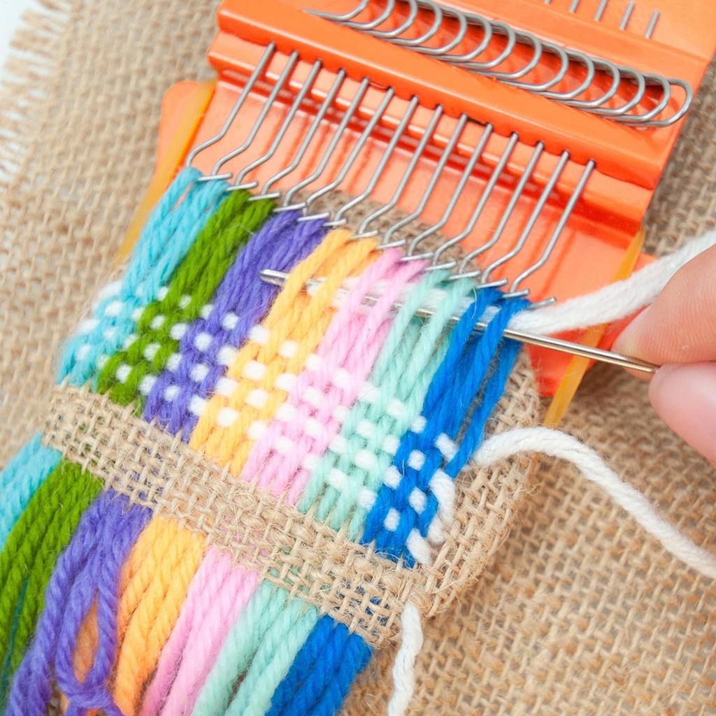 Darning Mini Loom Machine Small Weaving Machine Set with 14 Hooks Mini Weave Tool for DIY Artful Patterns Repair Clothes Quickly