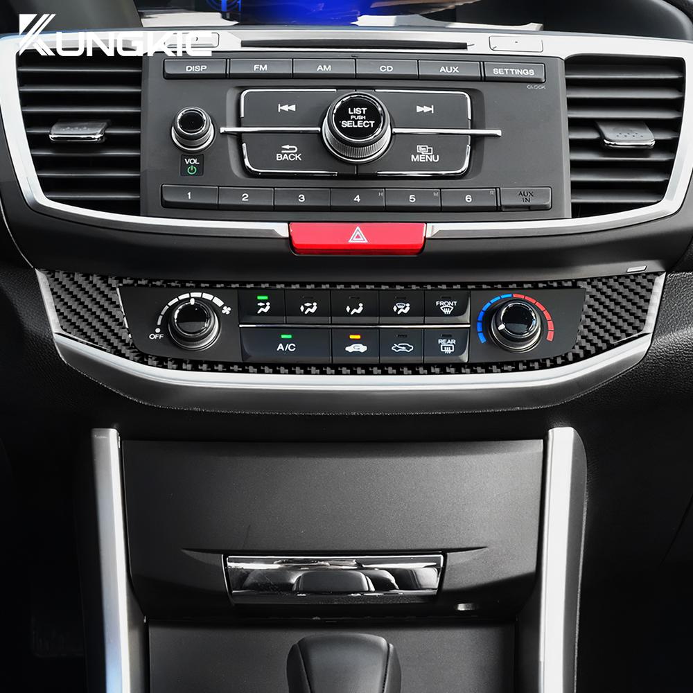 For Honda Accord 2013 2014 2015 2016 2017 Real Soft Carbon Fiber Sticker LHD RHD Car Air Conditioner Switch Interior Accessories