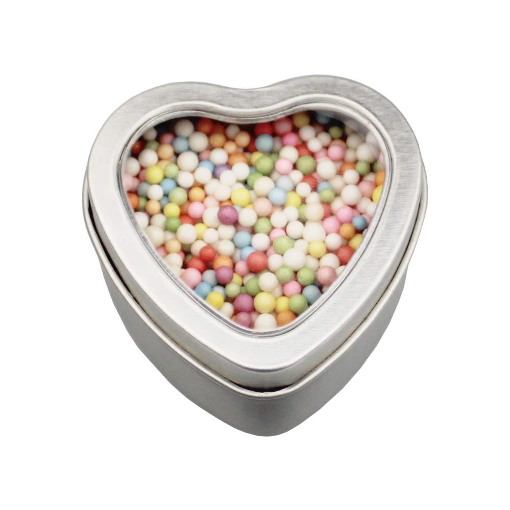 12pcs Empty Heart Shaped Gift Boxes Metal Tins with Clear Window Heart Shaped Metal Tin Cans Small Candle Tins with Lids Party Favor Box Gift Wrap Box