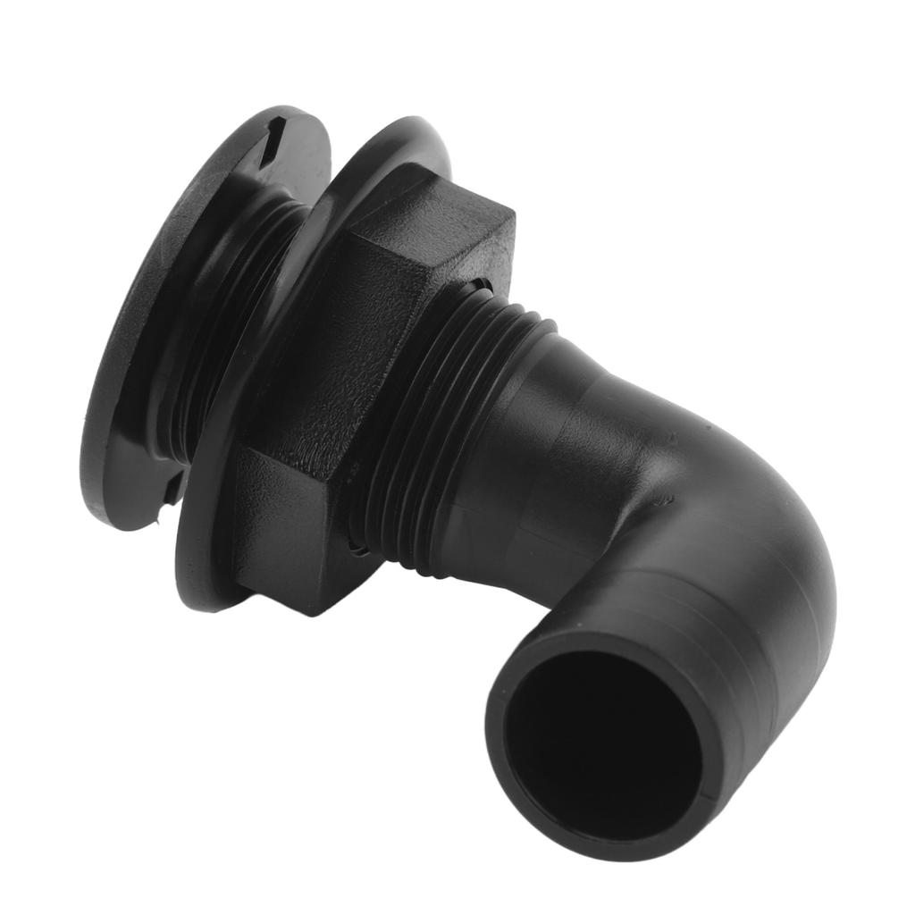 Marine Thru Hull Connector Leakproof Ergonomic Reliable Rugged 90 Degrees  Thru Hull Fitting for Yacht Boats Black
