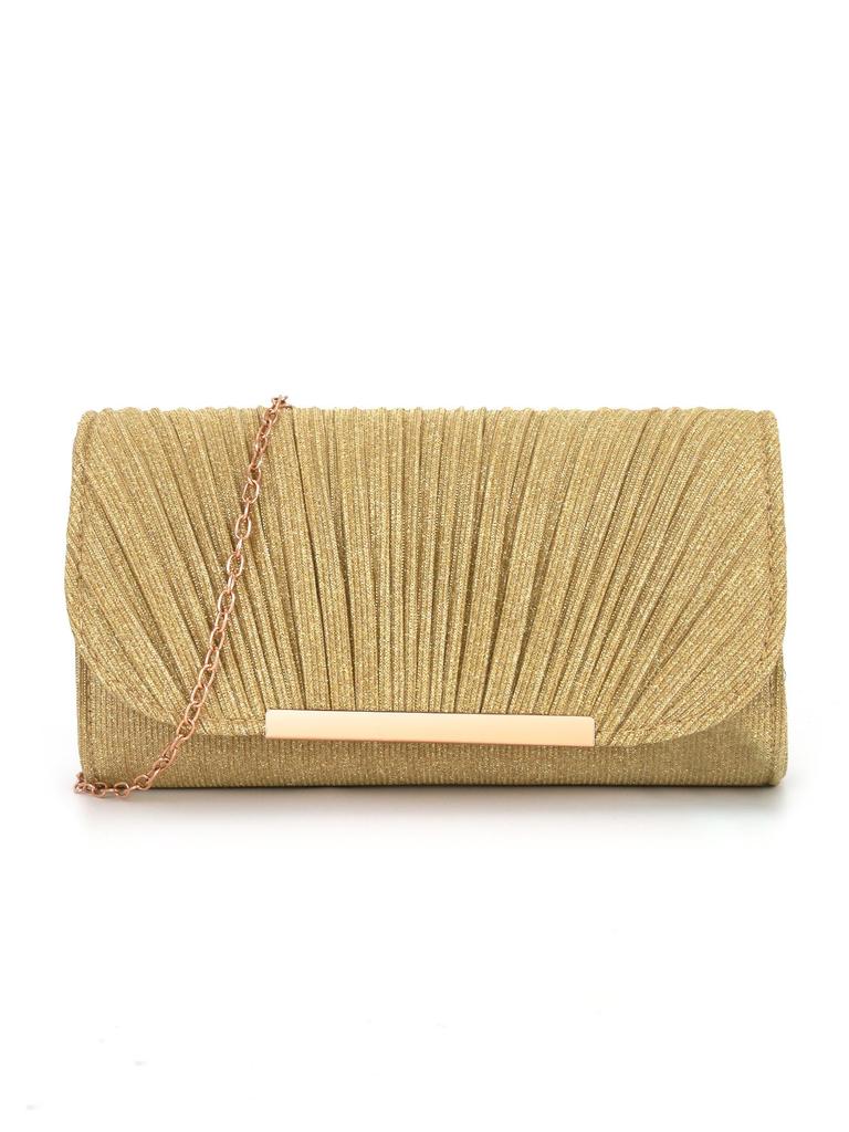 Women's Pleated Crossbody Clutch Bag with Round Bottom and High-Quality Stitching