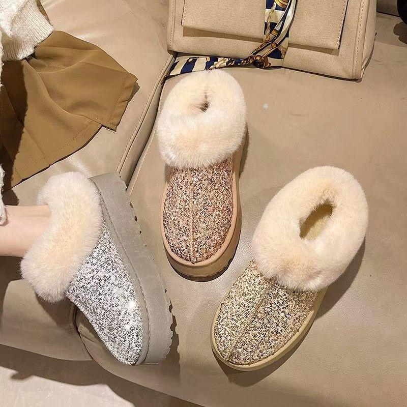 Winter New Fur Integrated Foreign Trade Large Size Fashion Thick-soled Snow Boots Northeast Thickened Cotton Shoes Short Boots