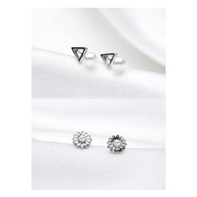 Dammors Mini Silver Polygonala Pärlmix Örhängen