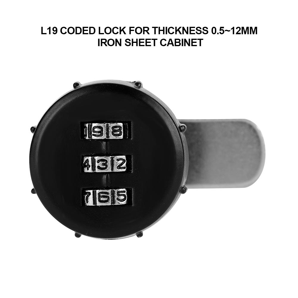3místný kódový kombinační vačkový zámek na skříňku Stříbrná slitina zinku Pohodlný heslový bezpečnostní kódovaný zámek