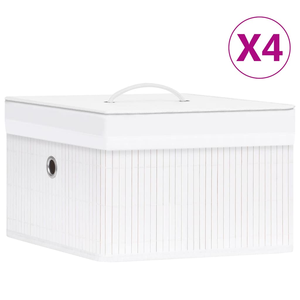 vidaXL Bambus Aufbewahrungsboxen 4 Stk. Weiß anti-blitz weiße