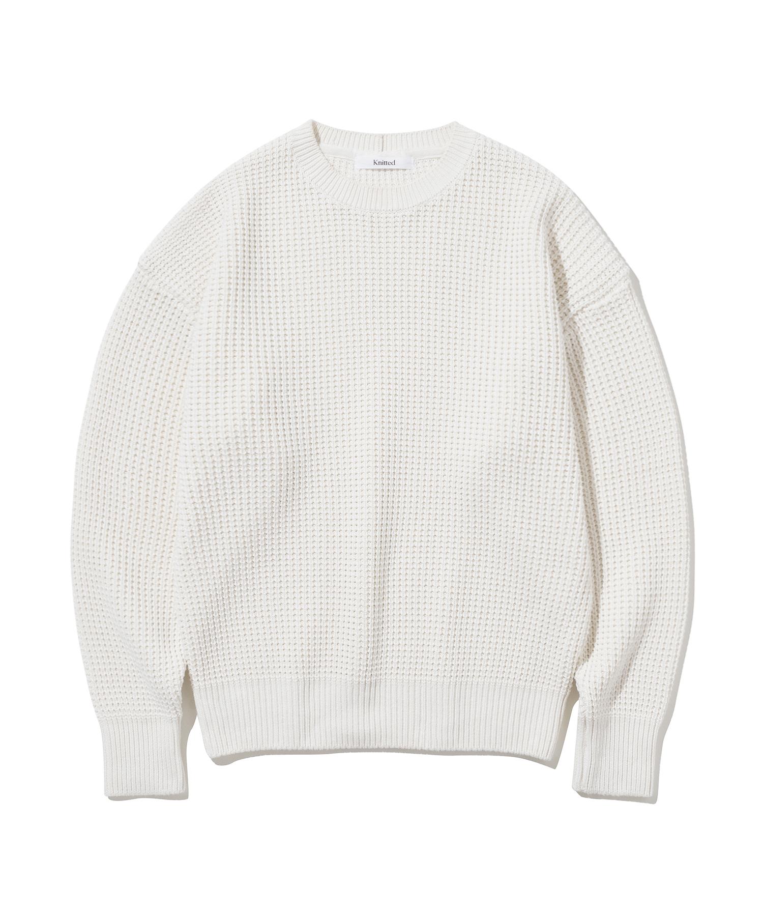 Nitied Heavy Waffle Round Knit Ivory M