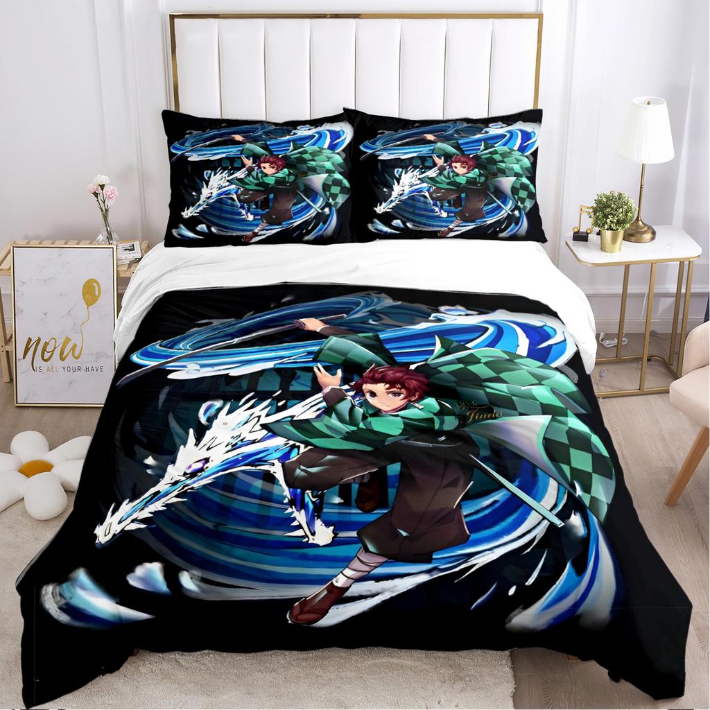 Comforter 3D Printing Demon Slayer Cartoon All Season Comforter Bedding Sets Soft And S Boy Single/Doubl