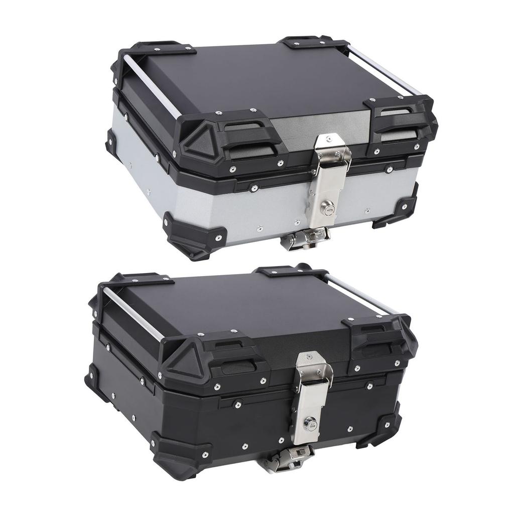Rear Top Case Aluminum Alloy Water Resistant Fit Motorcycle Top Box Shockproof with Safety Lock for Helmet Luggage