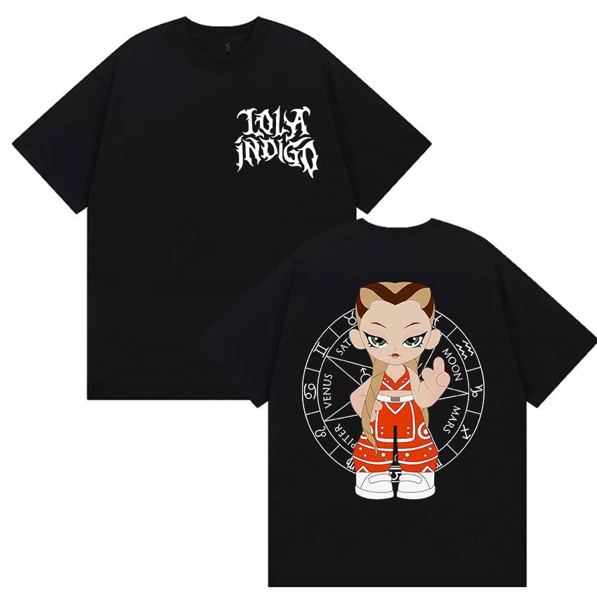 

Singer Lola Indigo Tour 2025 Merch T-Shirts Men Women Harajuku High Quality Vintage T-shirt Casual Oversized Cotton Tops T Shirt 4XL