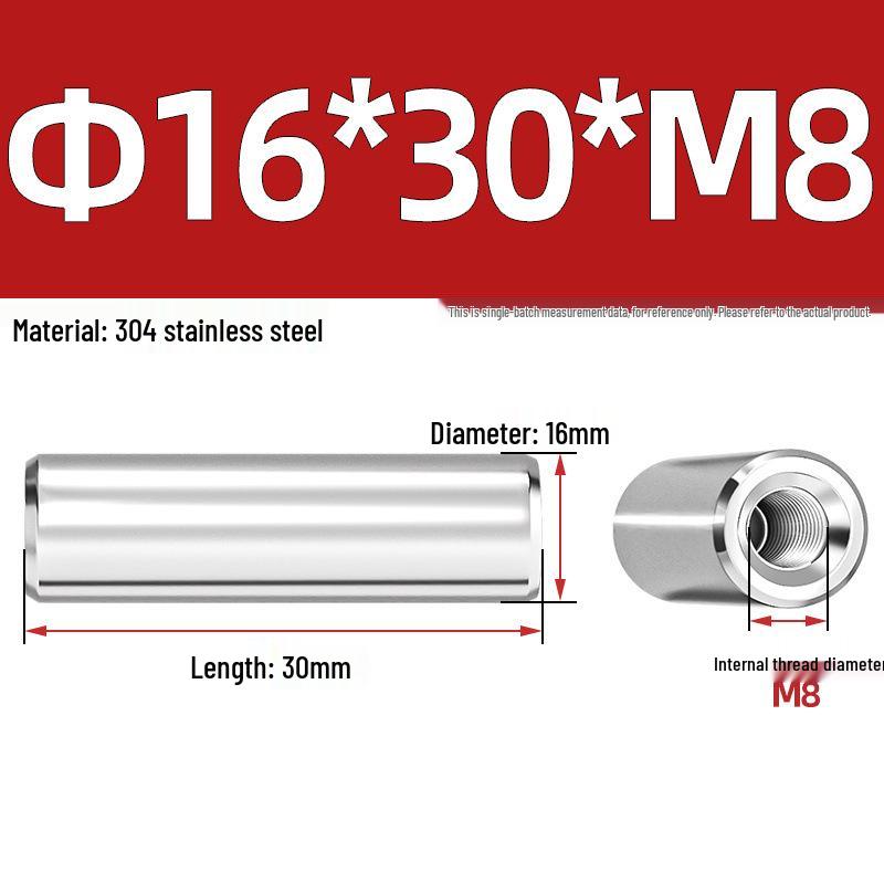 Pin Cilindric din Oțel Inoxidabil 304 cu Filet Interior M4/M6/M8 și Orificiu - Coloană de Suport și Ghidare