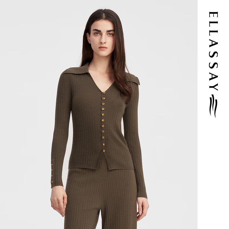 

ELLASSAY Women s Merino Wool Waist-Cinching Knit Cardigan L