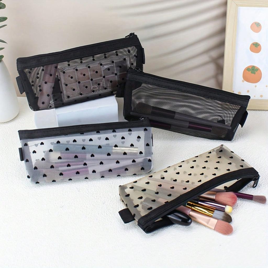 1 Piece Transparent Mesh Makeup Bag, Travel Portable Makeup Brush Organizer, Women'S Lipstick Storage Tool