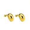 Vintage Hong Kong-Style Metal Bean Stud Earrings - High-End, Lightweight Stainless Steel, Fade-Resistant, Versatile for Women