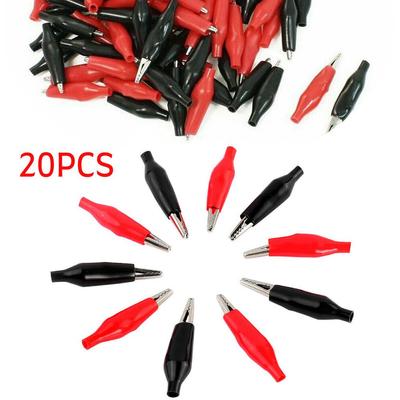 20* Preto Vermelho Revestimento Plástico Macio Ponta de Prova Clipe Garra Conjunto de Peças Kit