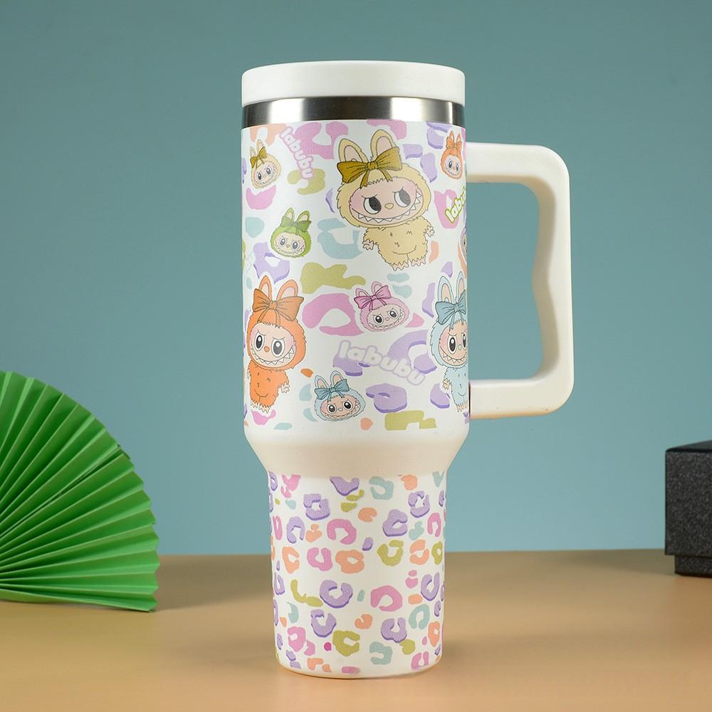 Trois Générations de Motif de Dessin Animé Tasse de Voiture 40oz Tasse Thermos en Acier Inoxydable 304 Paille de Voiture Glace
