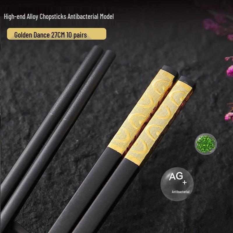 

Premium Chinese Gold Alloy Chopsticks - 10 Pairs