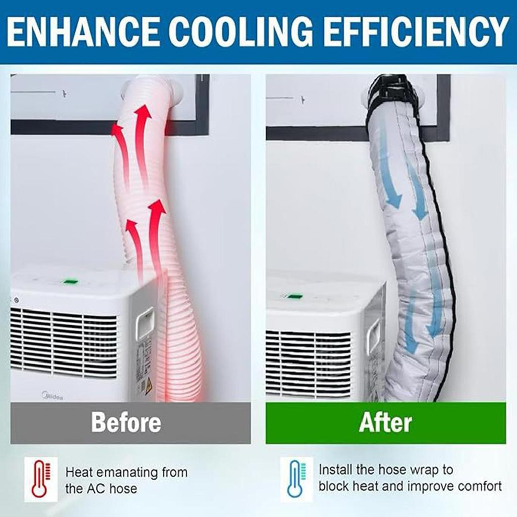 AC Insulated Hose Cover Wrap Reusable Insulated Hoses Duct Vent Cover Protective Air Conditioner Parts for Heat Reduction