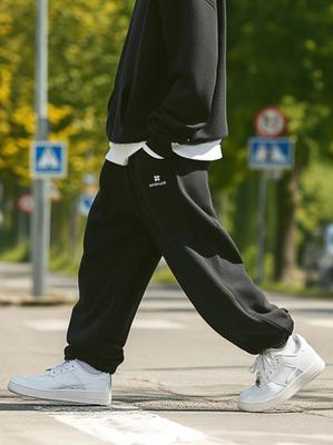 Men's Baggy Sweatpants Black GOOD LUCK Name L