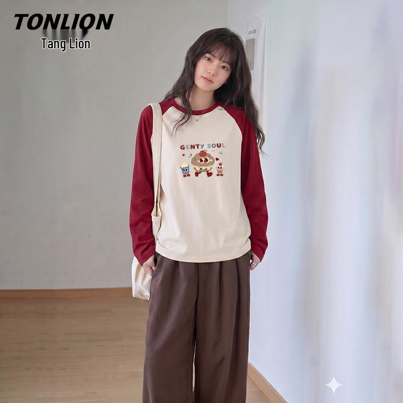 TonLion Women s Cartoon Print Long Sleeve T-Shirt S