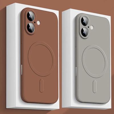 Original Liquid Soft Silicone Magnetic Case For iPhone 16 15 14 Plus 13 12 16 17Pro Max Magsafe Wireless Charge Shockproof Cover