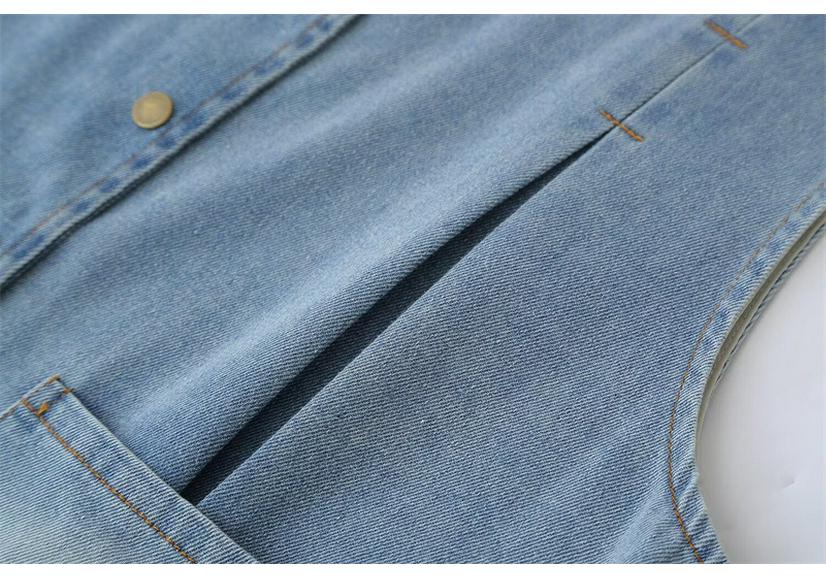 Plus Size Women's V-Neck Denim Vest - Spring/Summer 2026 Slimming Tank for 200 Jin