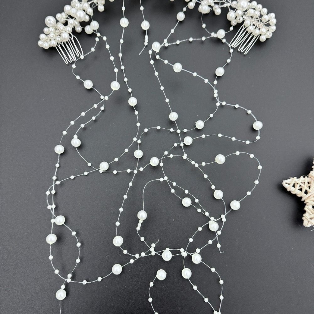 Exquisite Pearl Tassels Hair Accessories Romantic Pearl Hair Comb Bride Headband  Photography Props