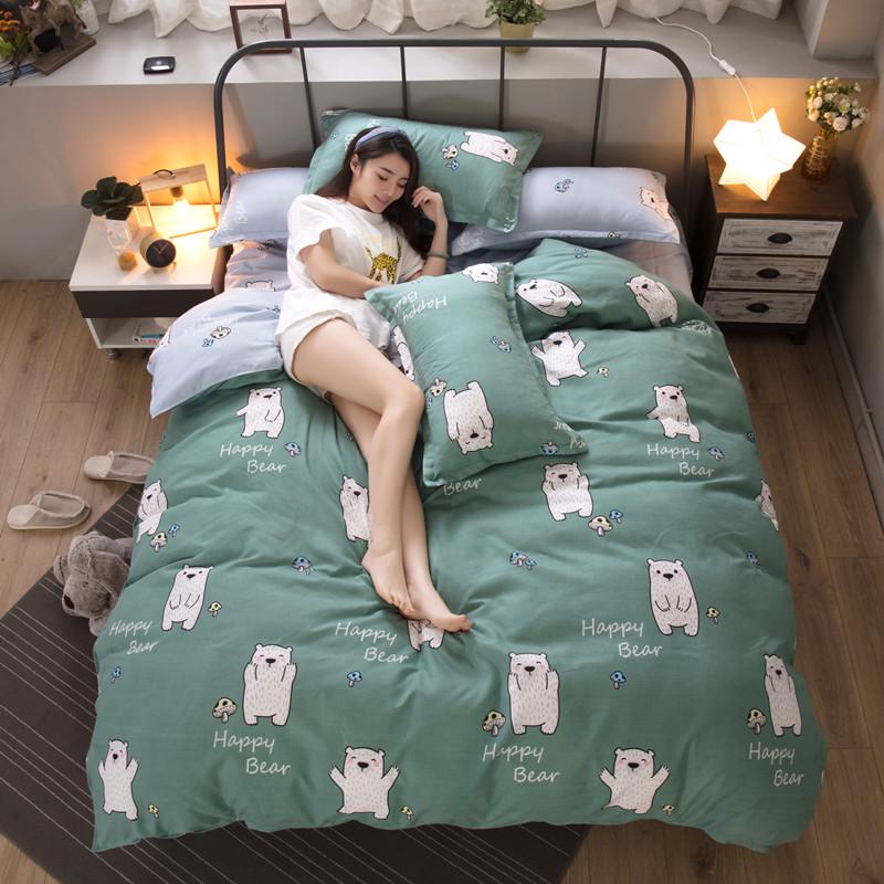 Cotton Bedding Set Sheet Geometric Flat Sheet Pillow Cover Bedding Set Home Decor