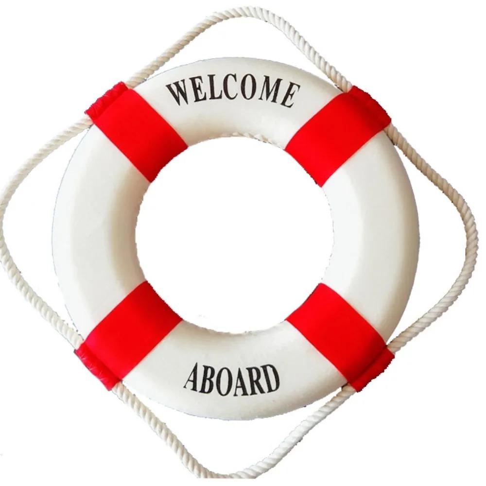 Wall Ornament Life Buoy Foam Aboard Nautical Life Lifebuoy Ring Boat Wall Hanging Mediterranean Style Home Decoration