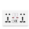 British 13A Dual Gang USB Socket Panel with Switch, 146 Type, International Five-Hole Design