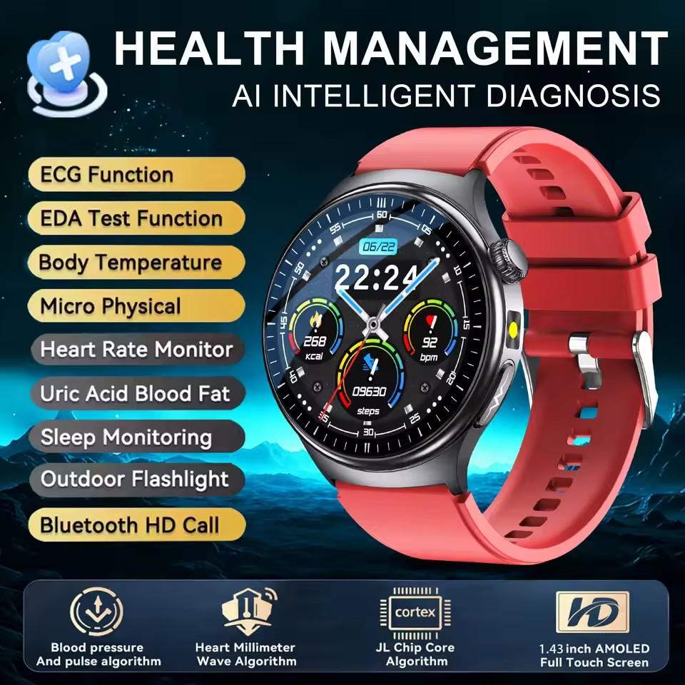 Men Smart Watch AMOLED ECG Health Monitoring Outdoors Flashlight Bluetooth Calling Sports Fitness Tracker TK27 Smartwatch