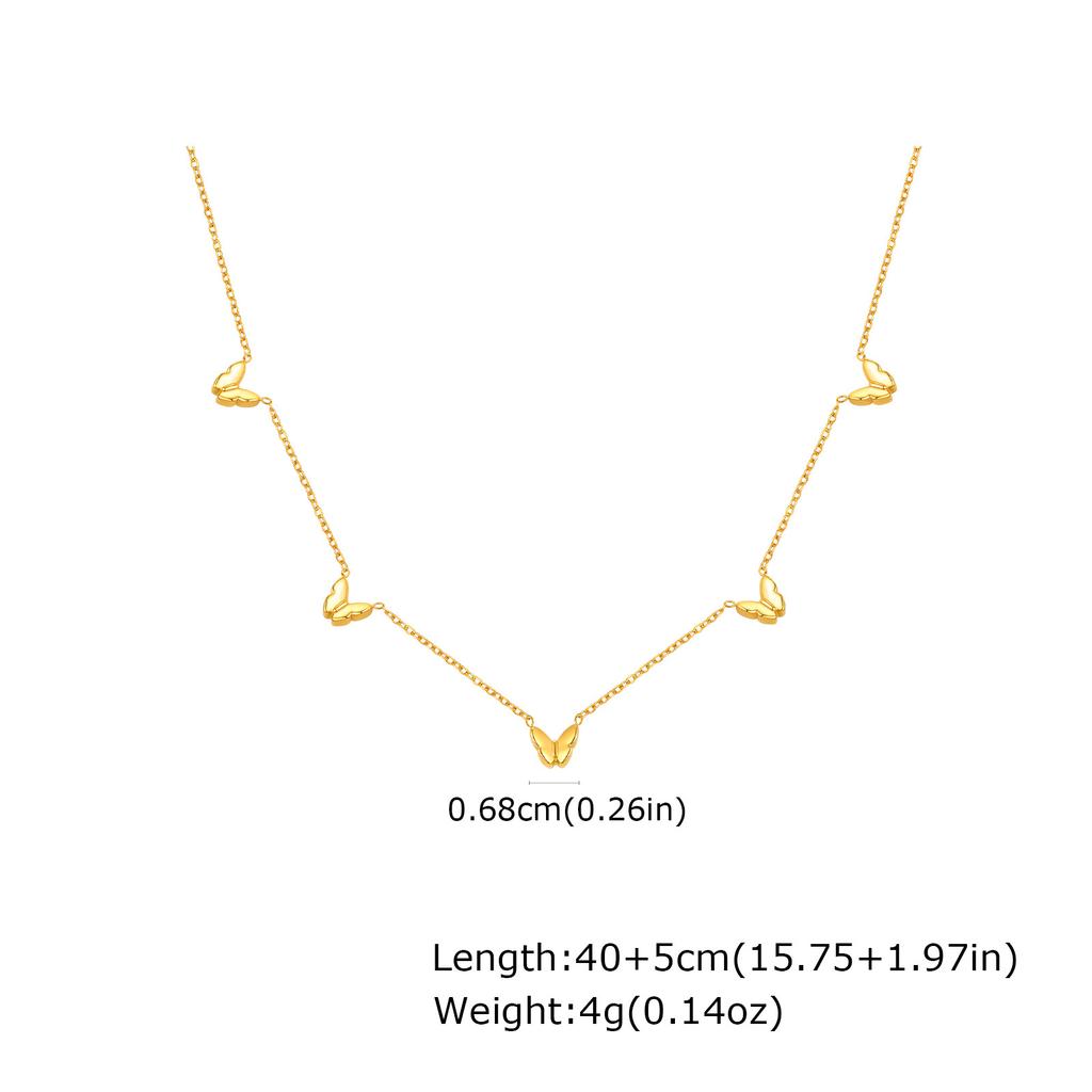 Jewelry Stainless Steel Butterfly Cross Heart Zircon Gold Necklace Women'S Jewelry Nc-2274