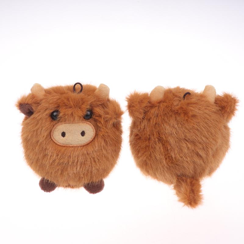 Simulated Scottish Highland Cow Plush Toy Keychain Cute Stuffed Animal Ornaments Kawaii Soft Plush Doll Pendant Bag Charm Gifts