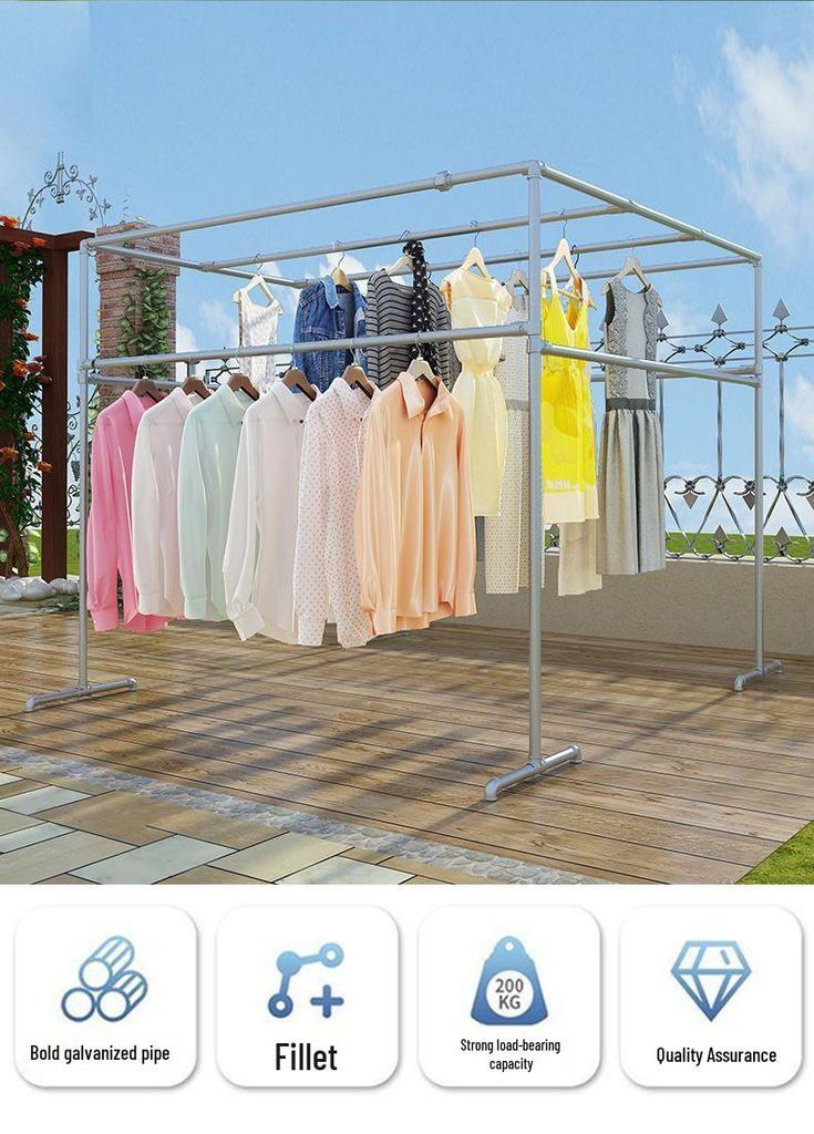 Steel Floor-Standing Windproof Balcony Quilt Drying Rack