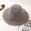 Style Versatile Hat Straw Woven Unique Brim Design Solid Color Hats Sunshade