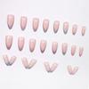 24 Pieces  colorful French aurora glitter flower nail art tablets sweet niche almond wear nail