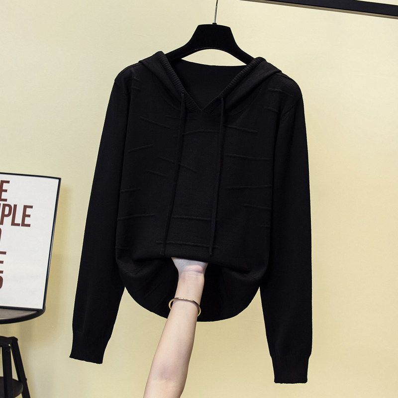 

Label Cutting Outer Order Tail Goods Hooded Pullover Sweater Knitwear Black 3XL