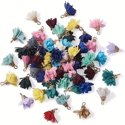 10/20/30pcs Chiffon Petal Tassel Pendant Small Flower Shaped Earrings DIY Fabric Accessories Clothing Shoes and Hats