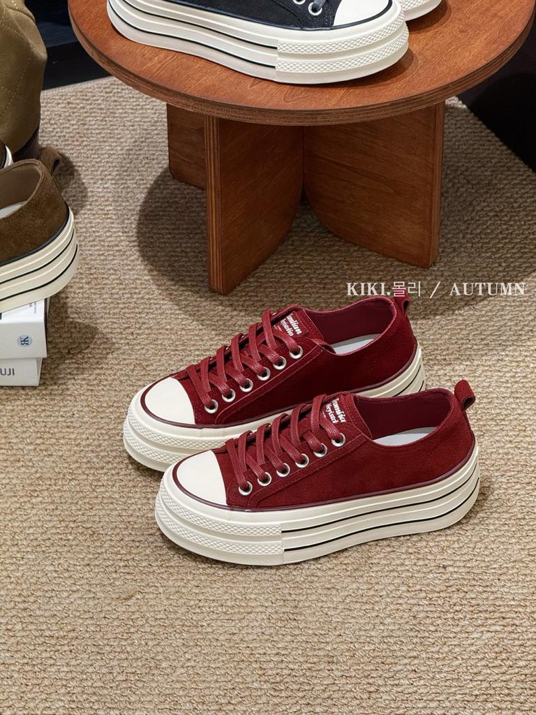 2025 autumn new leather retro platform heightening casual shoes women's board shoes versatile sports shoes niche single shoes women