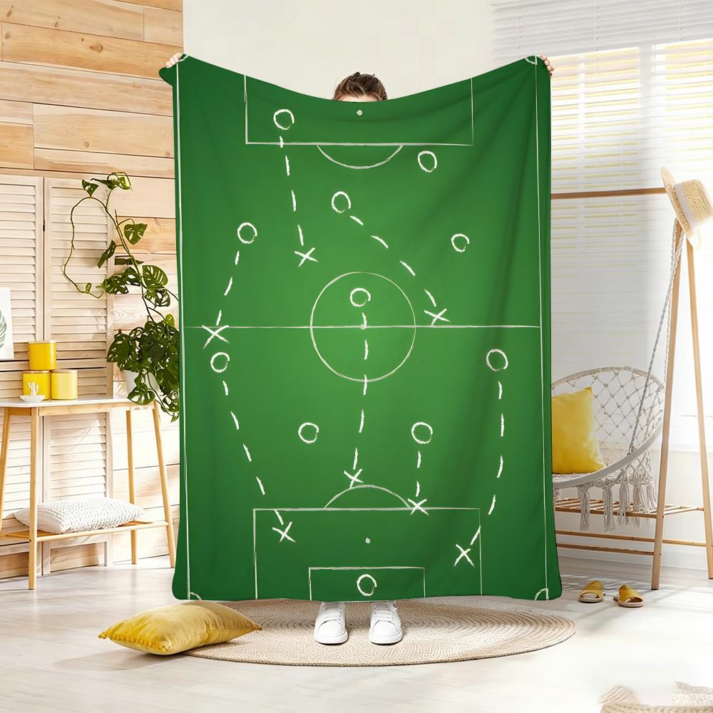 Art Vintage Football Formation Graphic Throw Lightweight  Flannel Blanket Soft Skin-Friendly For Summer Cooling