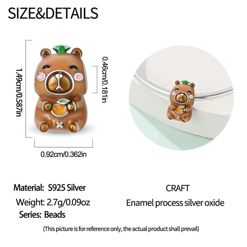 925er Sterlingsilber Tier-Serie Charms Niedliche Capybara Elefant Katze Anhänger Perlen Passend für Armband DIY Schmuck Markierung