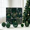 35PCS Flocked Xmas Tree Decor Set Velvet Bows Christmas Ball  Home Holiday Decor