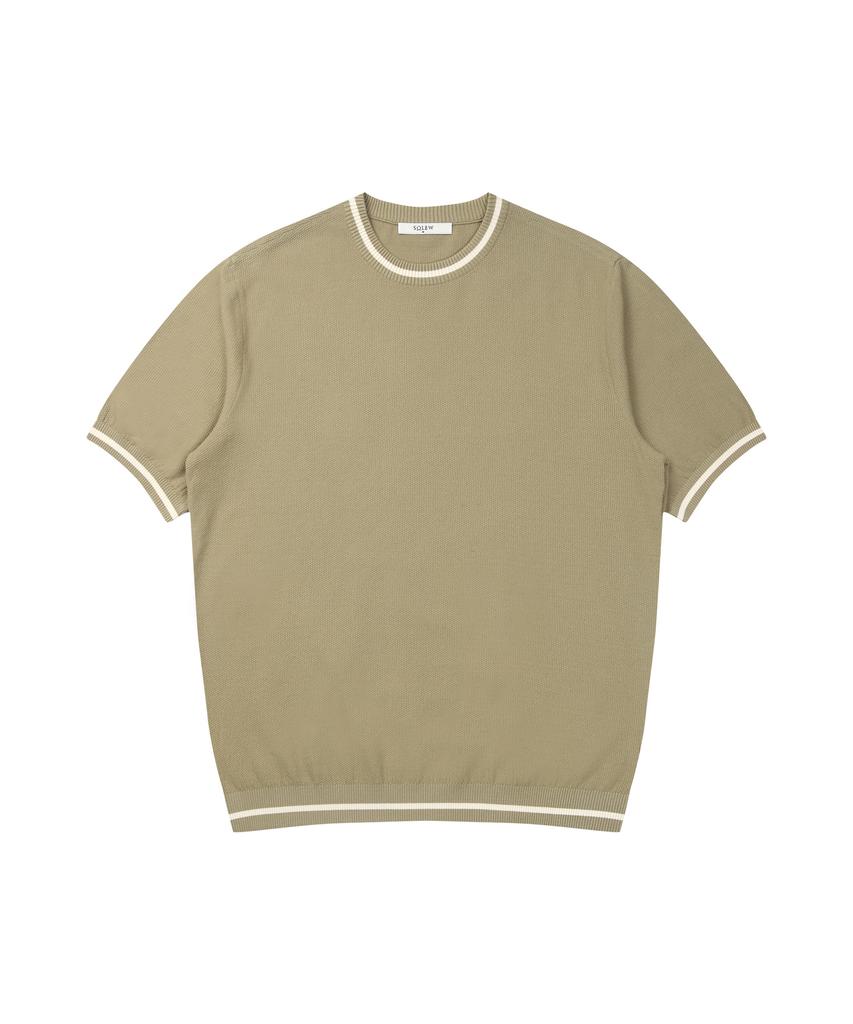 SOLEW Round Neck Short Sleeve Knit_Olive Green