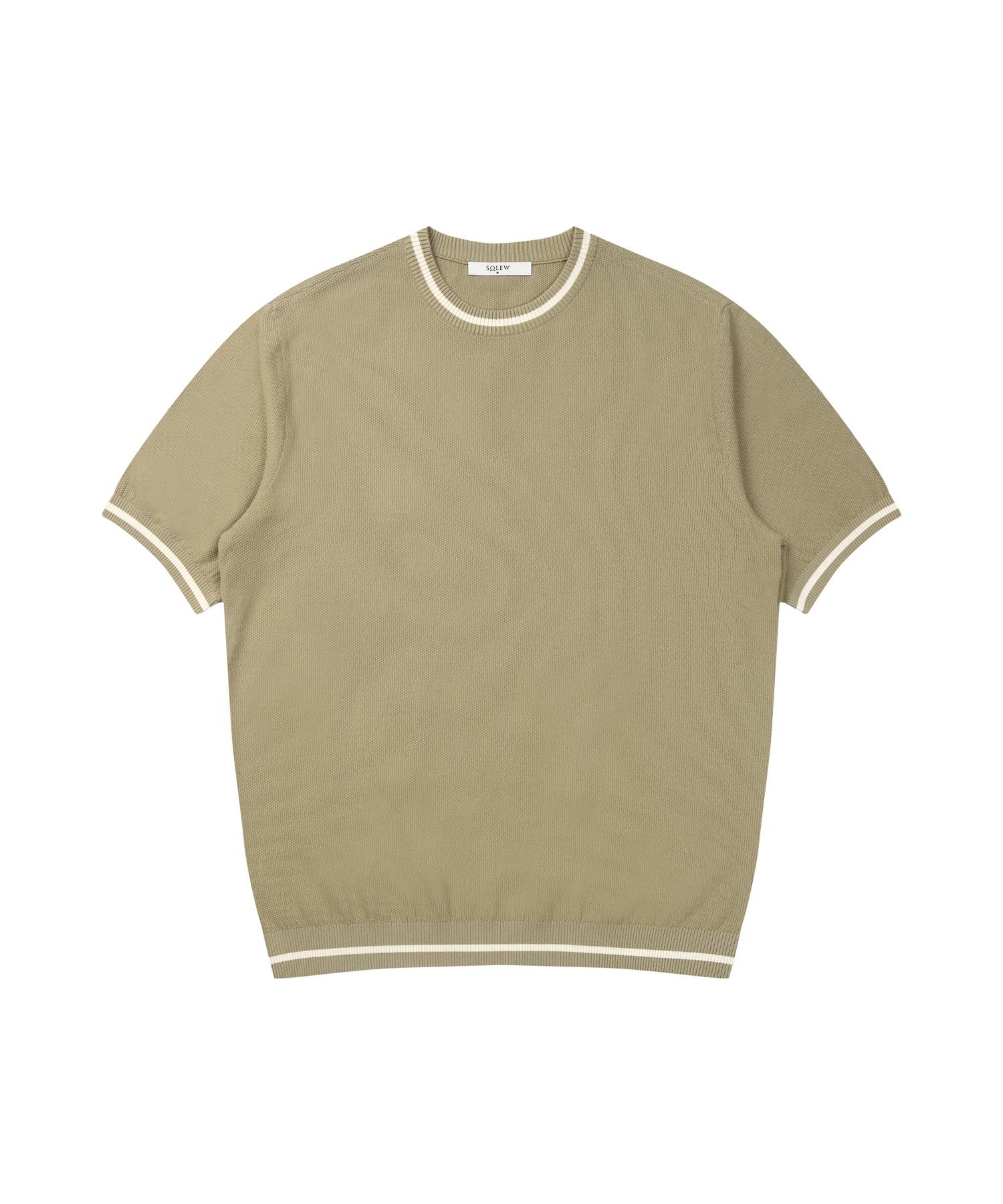 Soru Round Neck Short Sleeve Knit_Olive Green L