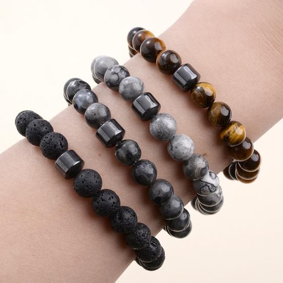 Beaded Bracelet Magnetic Decorative Rope Elastic Stress Stretch All-match Relief Gift 8mm Natural Faux Stone