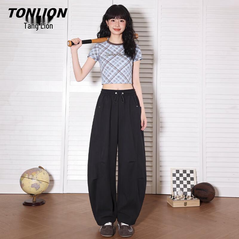 TonLion Women s Casual Wide-Leg Cargo Pants L