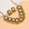 Southeast Asia Indian Ethnic Gemstone Beaded Earrings and Necklace Set