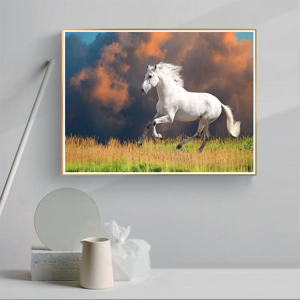 5D DIY Diamond Painting Animal Cross Stitch Kit Full Diamond Embroidery Horse Rhinestone Picture Mosaic Home Decoration Gift