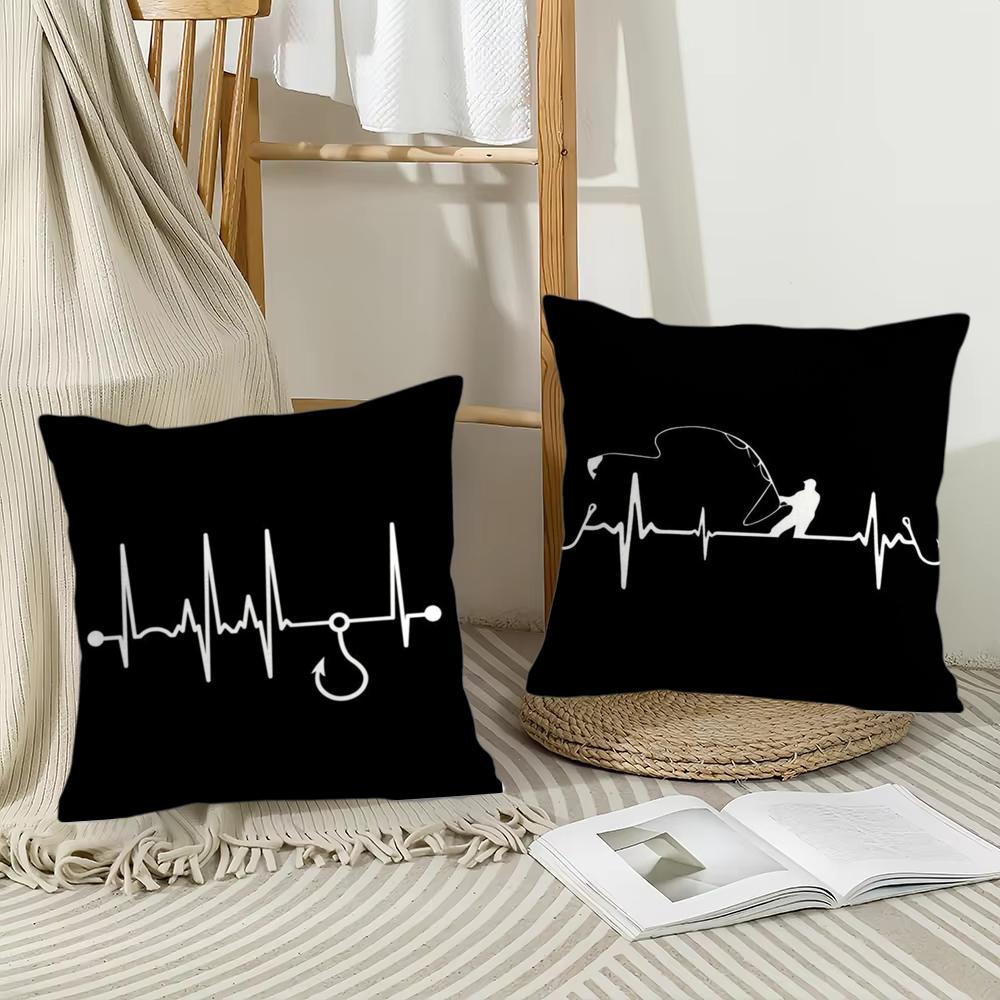 Fishing Heartbeat Cushion Cover Short Plush Double-Sided Printing Home Machine Washable In Warm Winter Pillow Cover