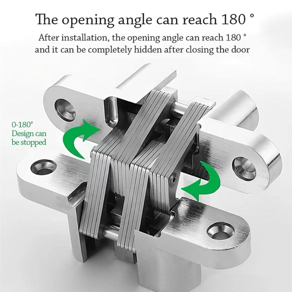 1pc Multiple Uses Stainless Steel Hinge Concealed Invisible Cross Hinges 180 Degree Zinc Alloy Door Hinge for Cabinet Door